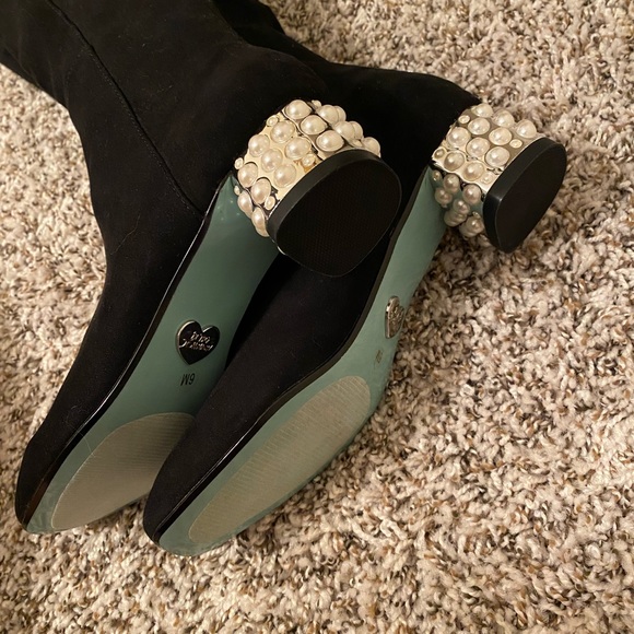Betsy Johnson Haley Pearl Rhinestone Boots - Picture 3 of 5